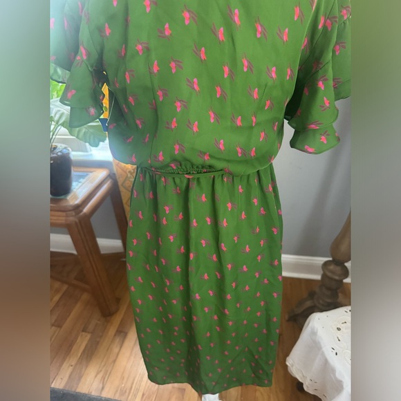 Tucker size Small Green Floral Silk Wrap Dress - Picture 5 of 7